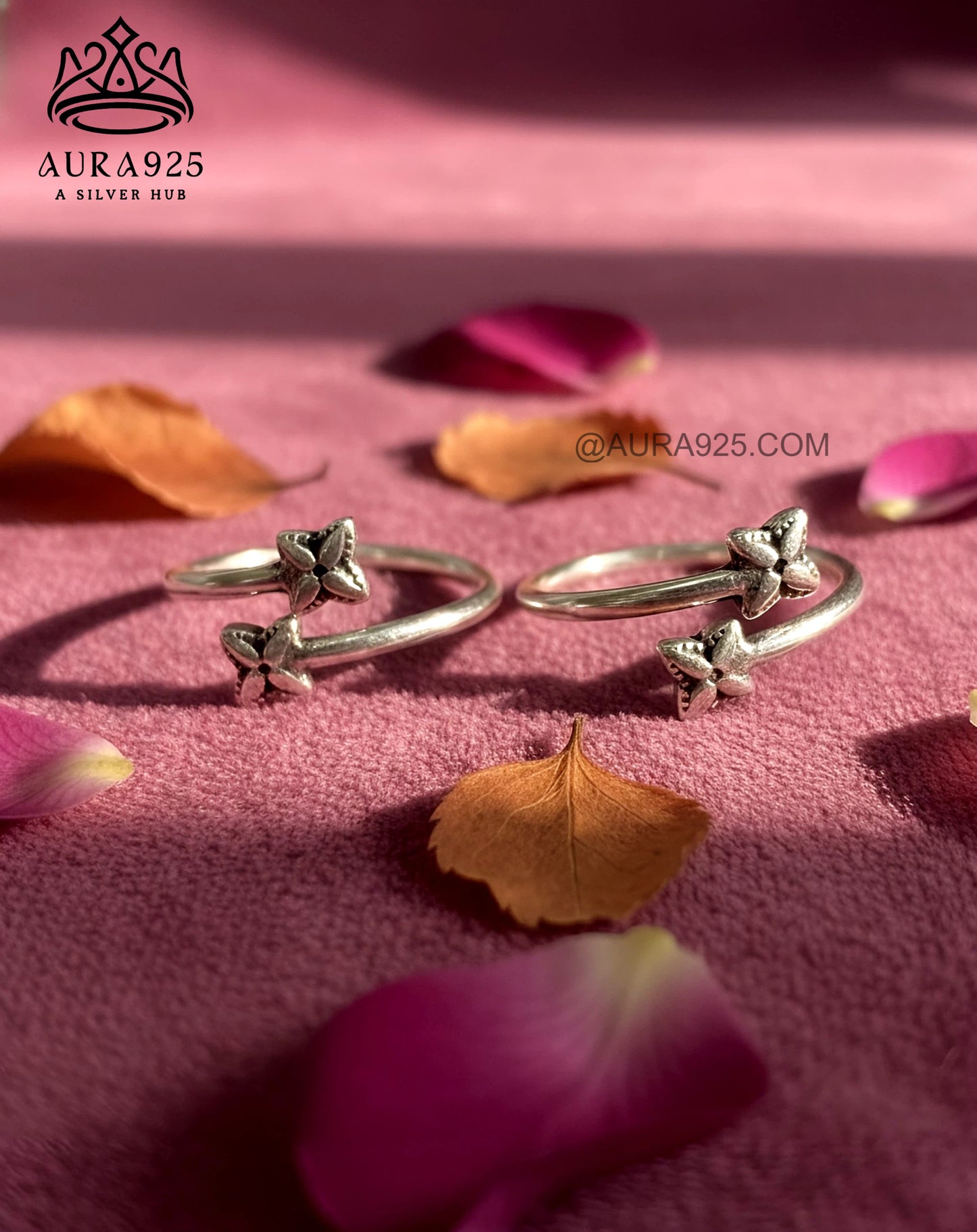 Dual Butterfly Silver 925 Adjustable Toe Ring Pair SLTR-9932