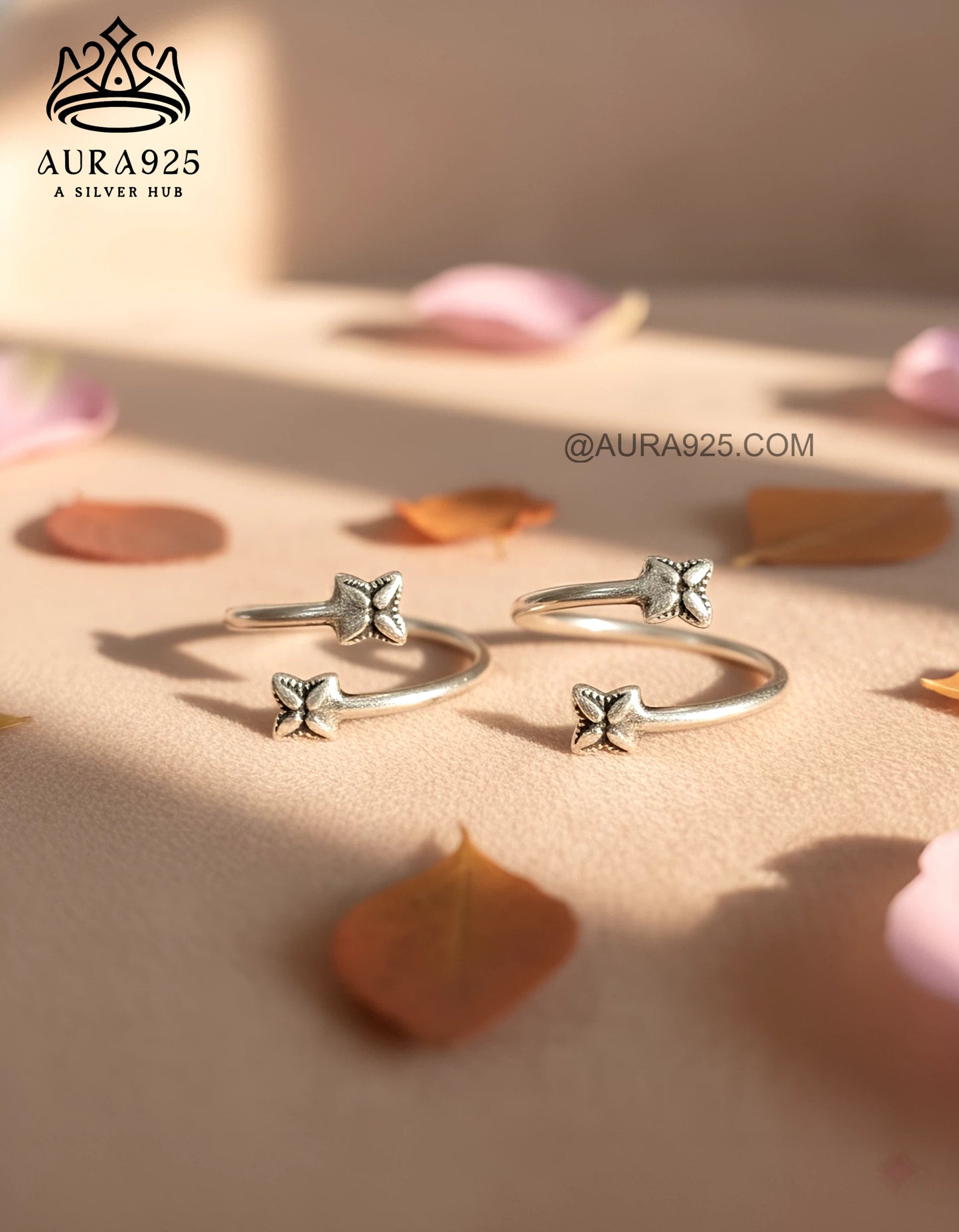 Dual Butterfly Silver 925 Adjustable Toe Ring Pair SLTR-9932