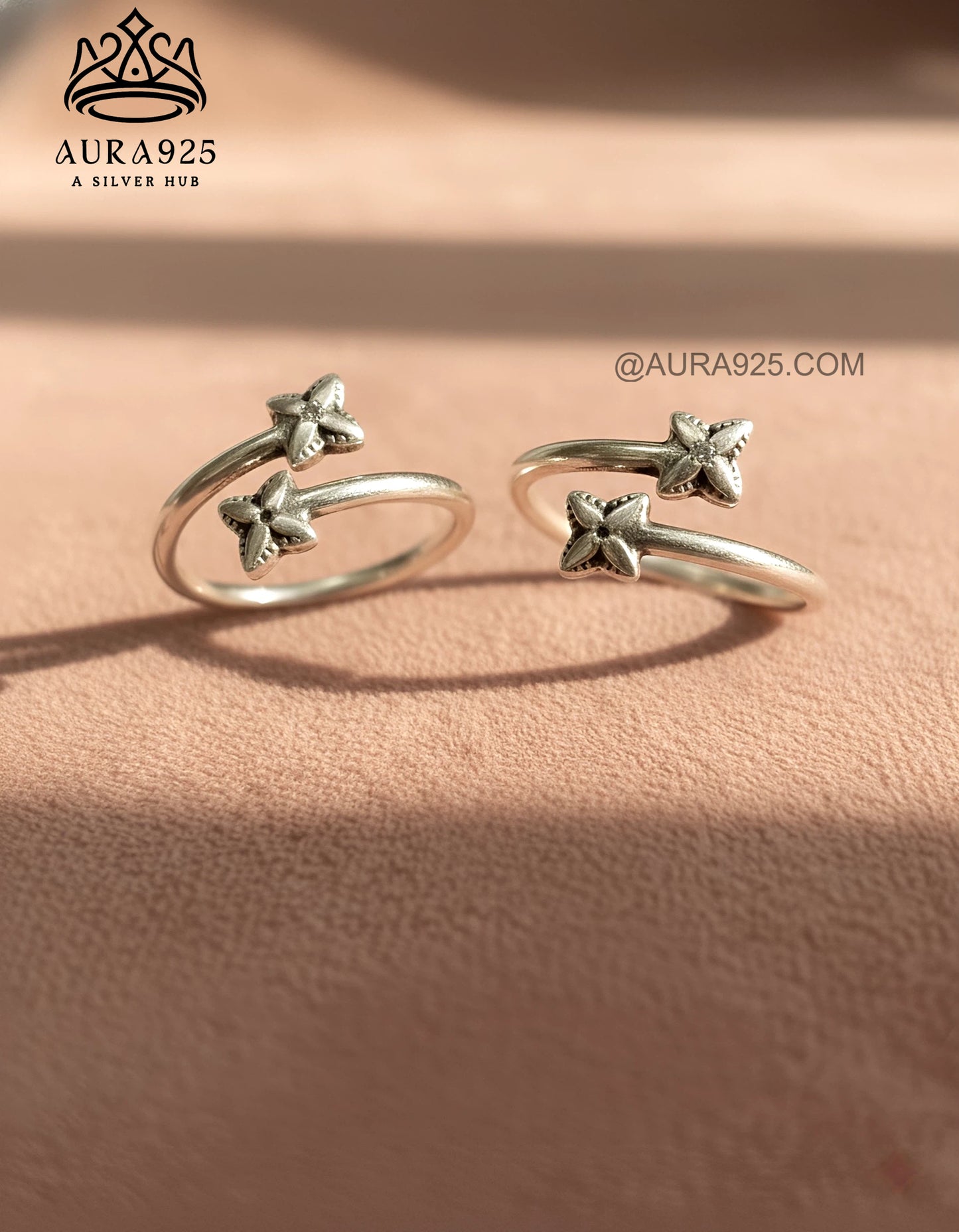 Dual Butterfly Silver 925 Adjustable Toe Ring Pair SLTR-9932